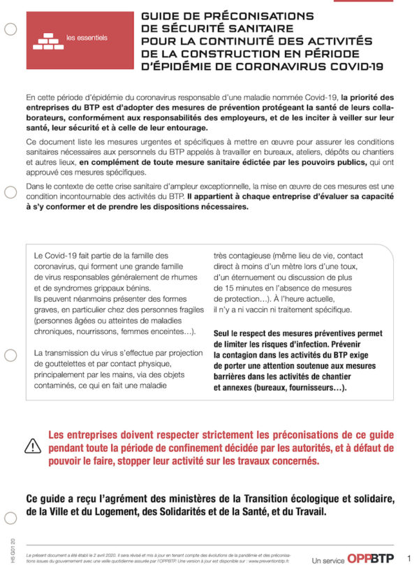 Reprise des activités et des chantiers, consultez et téléchargez le ...